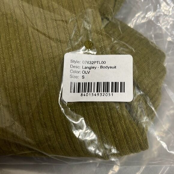 Revolve n:Philanthropy Ribbed Bodysuit Olive Green Square Neck Thong NWT Small - Picture 11 of 11